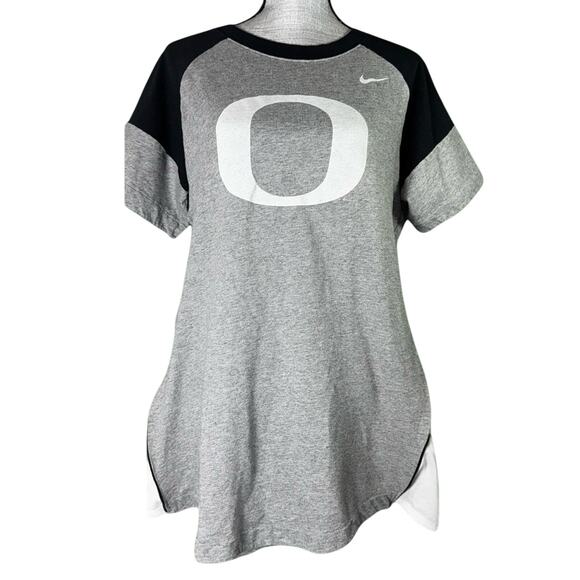 NIKE UofO Oregon Ducks Sz Medium Maternity Shirt Dress Short Gray Logo Side Zip - Picture 1 of 9